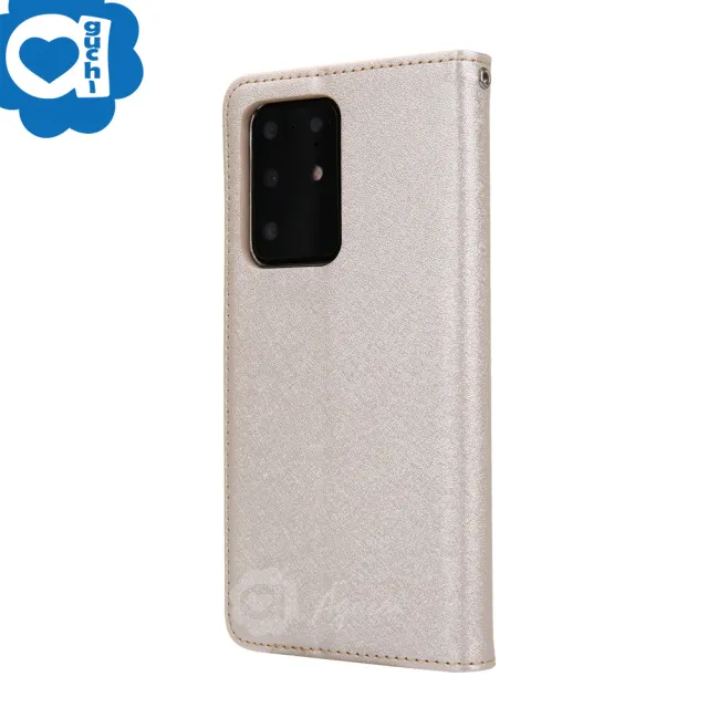 Samsung Galaxy S20 Ultra 6.9吋 星空粉彩系列皮套 隱形磁力支架式皮套 頂級奢華質感抗震耐摔-金粉桃