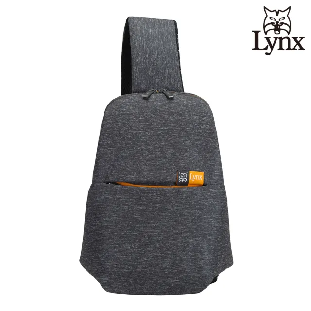 【Lynx】美國山貓流行線條多隔層機能防潑水尼龍布包單肩包 胸包(流線灰)