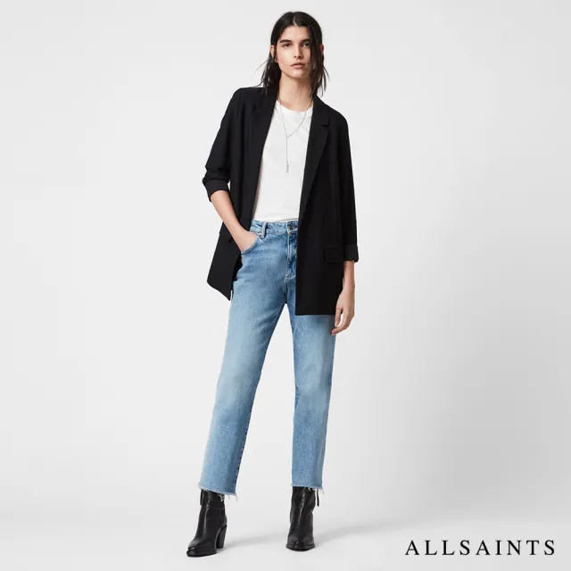 【ALLSAINTS】ALEIDA 英國斜紋翻領寬鬆西裝外套-黑 WT016P(舒適版型)