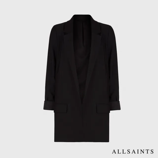 【ALLSAINTS】ALEIDA 英國斜紋翻領寬鬆西裝外套-黑 WT016P(舒適版型)