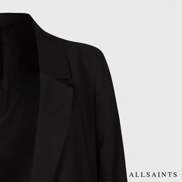 【ALLSAINTS】ALEIDA 英國斜紋翻領寬鬆西裝外套-黑 WT016P(舒適版型)