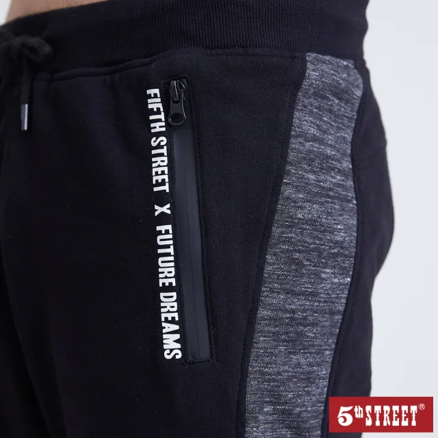 【5th STREET】男裝針織運動短褲-黑色