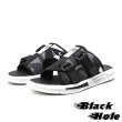 【Black Hole】個性魔鬼黏時尚色塊織帶拼接休閒運動風拖鞋-男鞋(黑白)
