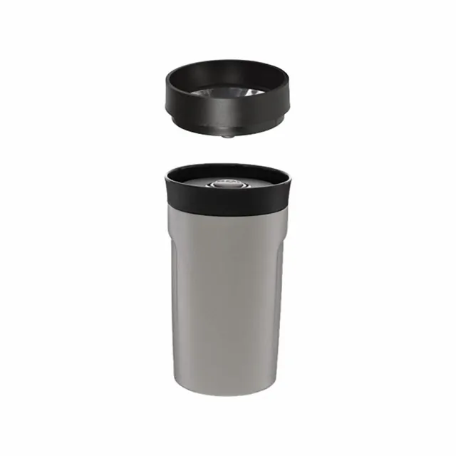 【PO:】手沖咖啡禮盒組(手沖咖啡壺-灰/隨行保溫咖啡杯350ml-灰)(保溫杯)