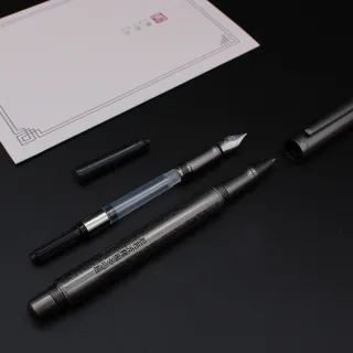 【ARTEX】心經鋼筆/鋼珠筆 雙用替換超值組-霧黑