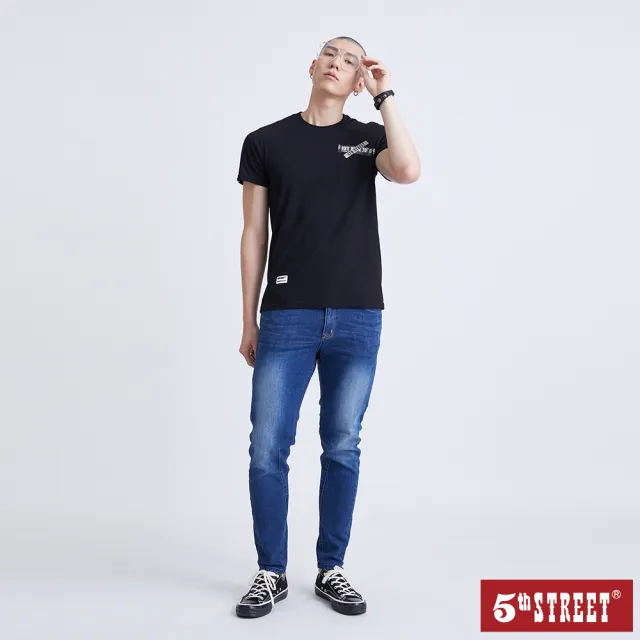 【5th STREET】男裝 短t 短袖 上衣 t恤 TEE logo 棉質 黑色(570846)