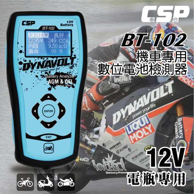 【CSP】BT102專業型機車電瓶測試器12V(12V機車發電系統/12V機車啟動系統測試)