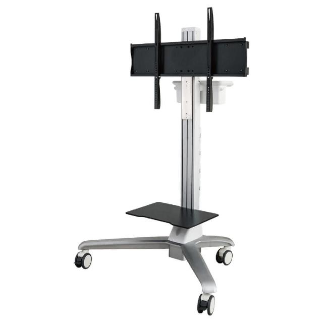 ErgoGrade EGCT860 移動式螢幕桌支架，專為32至65吋螢幕設計，支援VESA 800x600mm安裝，螢幕載重10~30KG、桌面載重15KG。採用鋼/鋁合金/塑膠材質，銀色系外觀，臺灣原產地製造，提供3年保固。產品尺寸1545 x 383 x 392 mm，適合辦公室或居家升級人體工學 workspace，提升工作效率與舒適度。