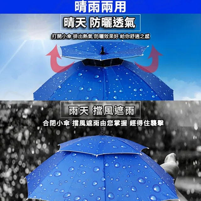 【JOHN HOUSE】雙層戶外防曬傘帽 體積輕巧 頭戴雨傘 釣魚帽傘 晴雨傘 遮陽傘 遮陽帽(防曬傘帽)