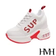 【HMH】時尚立體滴塑SUP造型氣墊厚底撞色內增高休閒鞋(紅)