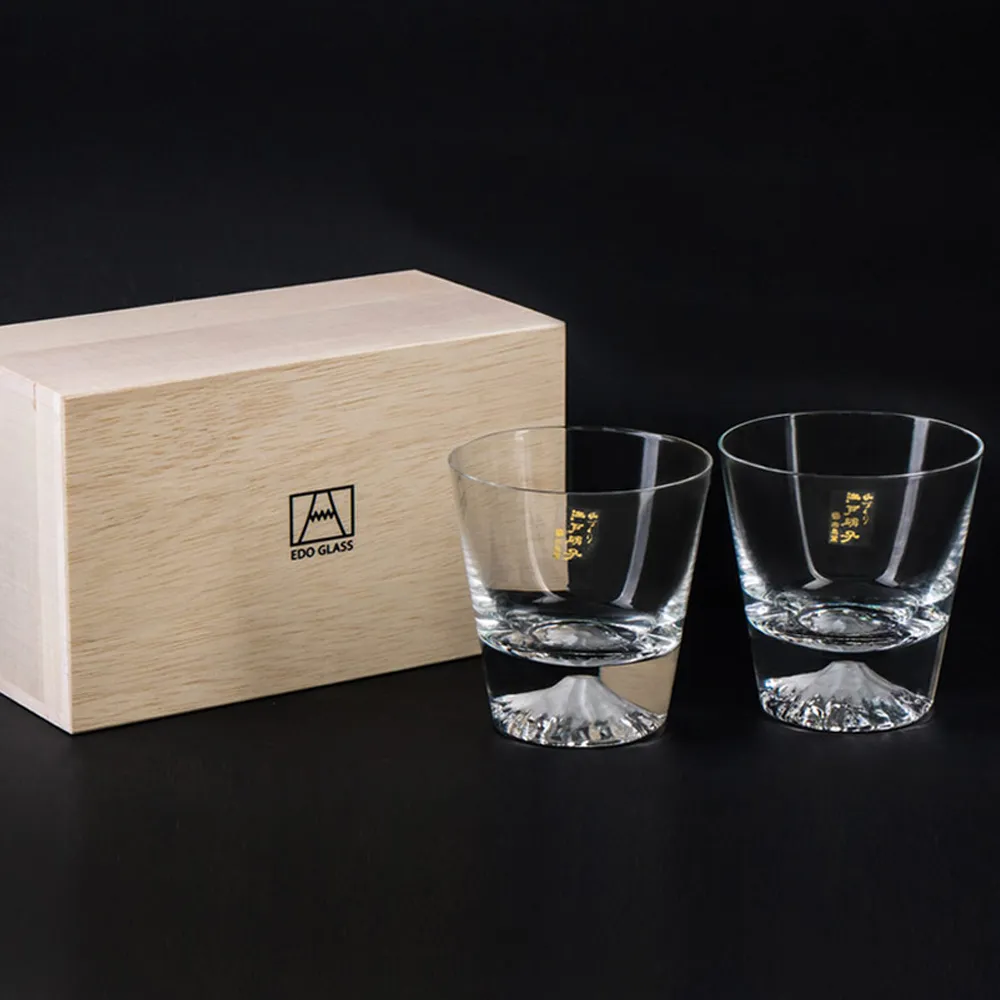 【田島硝子】日本製 職人手工 富士山杯 經典款 對杯2入禮盒組 威士忌杯(TG15-015-2R)