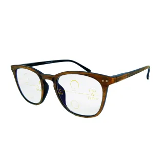【MEGASOL】年輕文青大框中性木紋老花眼鏡(歐美極簡木紋褐框-MW-JJ1)