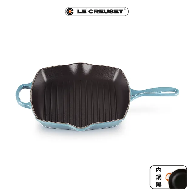 【Le Creuset】琺瑯鑄鐵鍋典藏單耳單柄方鐵烤盤  26cm(水手藍)