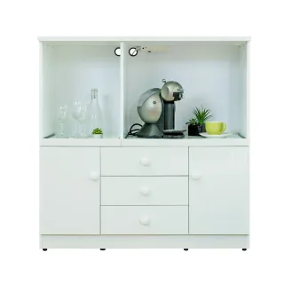 【南亞塑鋼】3.6尺二門三抽二拉盤防水塑鋼電器櫃/收納餐櫃(白色)