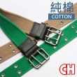 【CH-BELT 銓丞皮帶】綠色系雙排打釘流行棉織帶皮帶腰帶(綠)