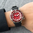 【CITIZEN 星辰】PROMASTER 紅水鬼 潛水光動能橡膠腕錶/黑x紅框(BN0159-15X)
