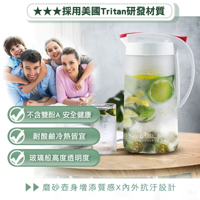 【FUJI-GRACE 日本富士雅麗】Tritan可橫放耐熱冷水壺1600ml 買一送一(FJ-919*2)