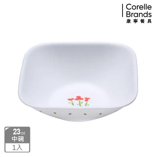 【CORELLE 康寧餐具】小紅花方形23oz中碗(2323)
