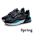 【SPRING】時尚撞色飛織反光飾條彈力氣墊個性運動鞋-男鞋(灰藍)