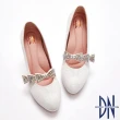 【DN】跟鞋_典雅蕾絲水鑽妝點蝴蝶結新娘晚宴鞋(白)