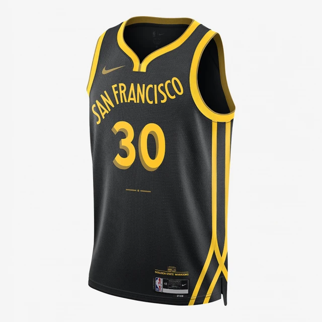 NIKE 耐吉NIKE 耐吉 背心 男款 運動背心 球衣 金州勇士隊 GSW MNK DF SWGMN JSY CE NBA 黑黃 DX8502-011