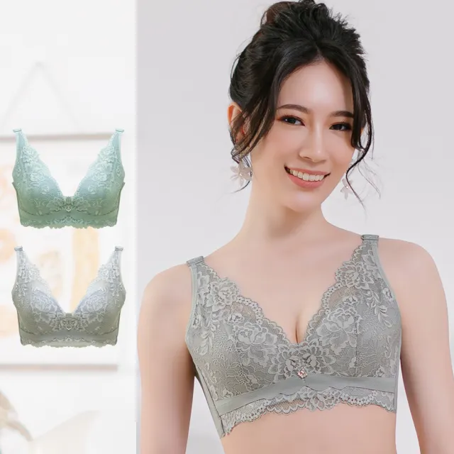 【尚芭蒂】2件組 無鋼圈B-D心機V型造波神器一片式透氣蕾絲內衣組/集中包覆/防副乳/B.C.D罩