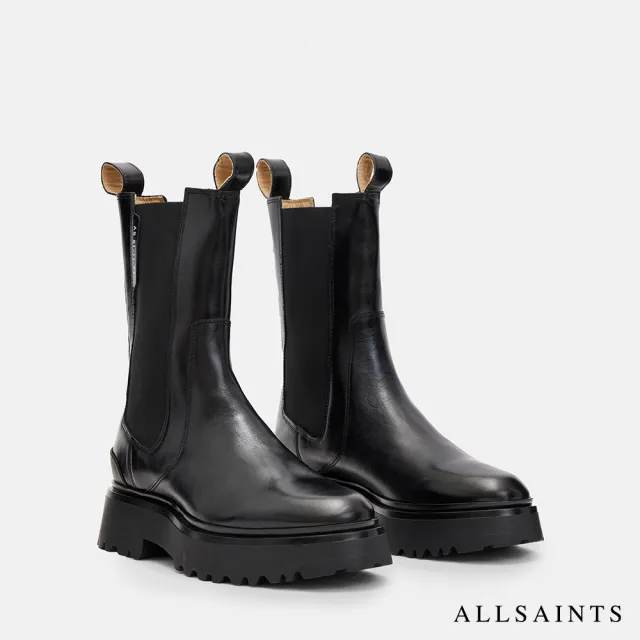 【ALLSAINTS】AMBER 切爾西牛皮短靴Black WF582X