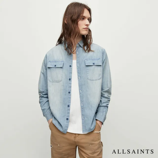 【ALLSAINTS】SIRE 牛仔長袖襯衫Light Indigo MR008Y(常規版型)