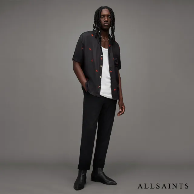 【ALLSAINTS】POPPIES 短袖夏威夷印花襯衫Jet Black MS037Z(舒適版型)