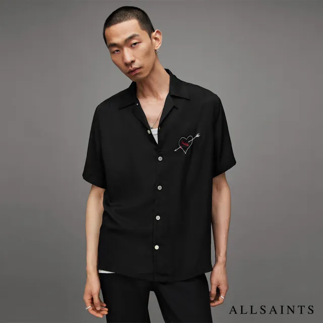 【ALLSAINTS】VENDETTA 短袖夏威夷印花襯衫Jet Black MS064Z(舒適版型)