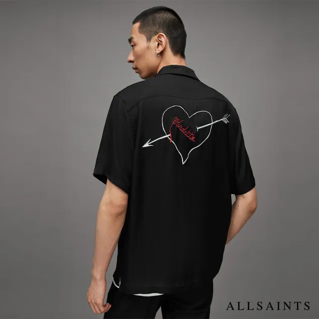 【ALLSAINTS】VENDETTA 短袖夏威夷印花襯衫Jet Black MS064Z(舒適版型)