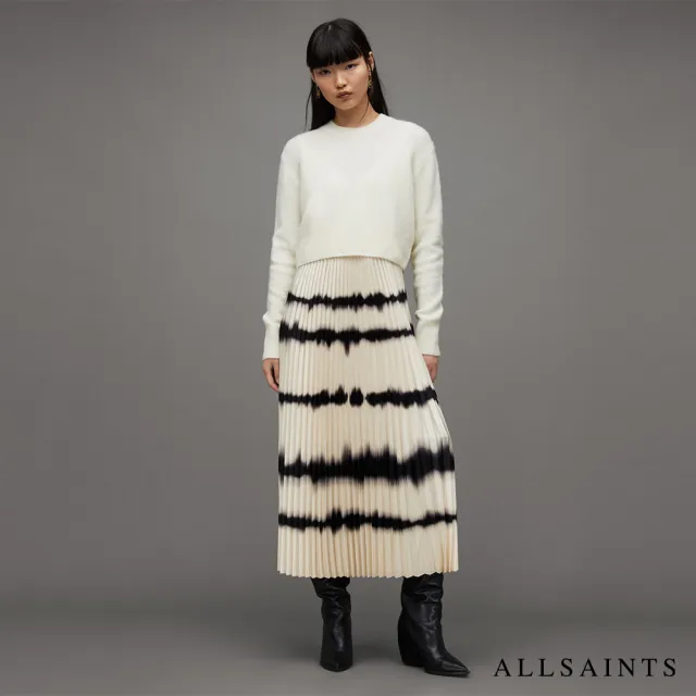 【ALLSAINTS】CURTIS 兩件式中長版洋裝CHALK WHITE/BLACK WD072X 雙11(常規版型)