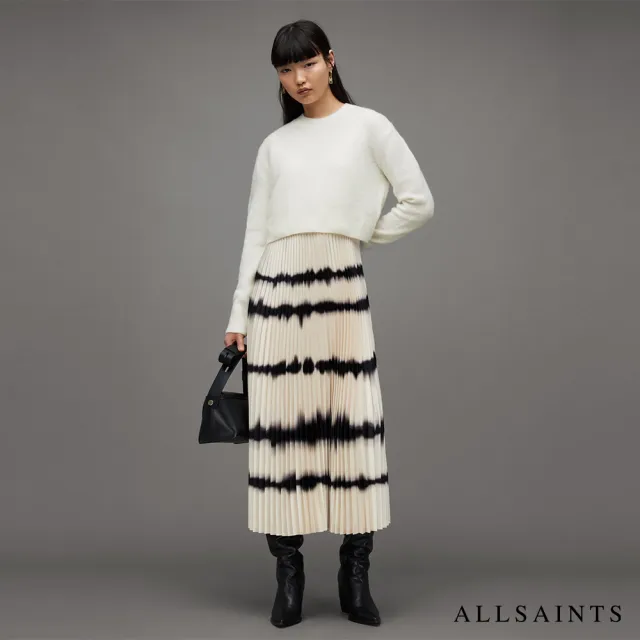 【ALLSAINTS】CURTIS 兩件式中長版洋裝CHALK WHITE/BLACK WD072X 雙11(常規版型)