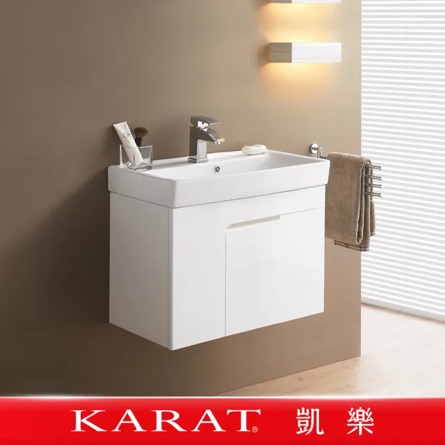 【KARAT 凱樂】米萊簡約 62公分-防水浴櫃(面盆浴櫃/PVC發泡板/鉸鏈不生鏽)