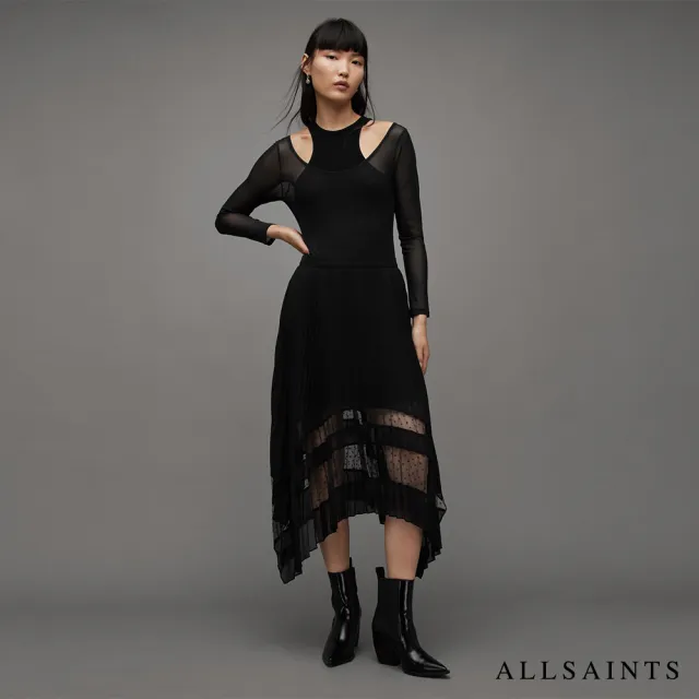 【ALLSAINTS】SABRINA 中長裙Black WS006Z(常規版型)