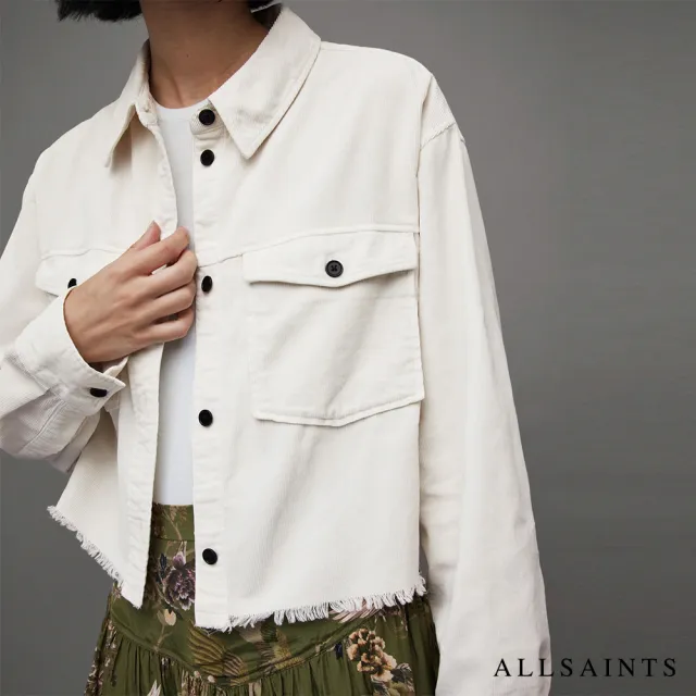 【ALLSAINTS】ZIVA 燈芯絨短版襯衫ALMOND WHITE WH052Z(舒適版型)