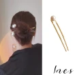 【INES】U形髮簪 盤髮髮簪/韓國設計經典單顆大珍珠金屬U形盤髮髮簪(2色任選)