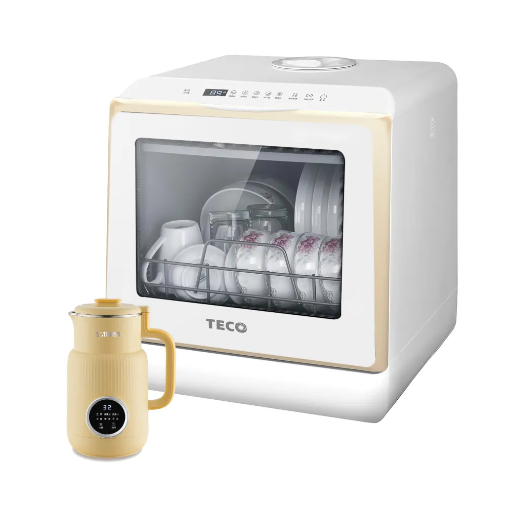 【TECO 東元】3D免安裝洗烘一體全自動洗碗機(XYFYW-5002CBG加多功能輔食調理豆漿機)