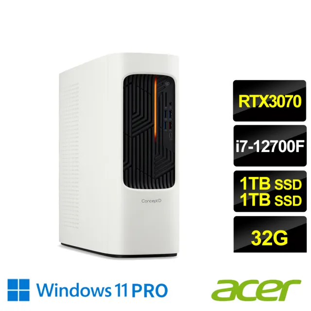 Acer 宏碁】福利品i7 RTX3070創作者電腦(ConceptD CT500/i7-12700F/32G