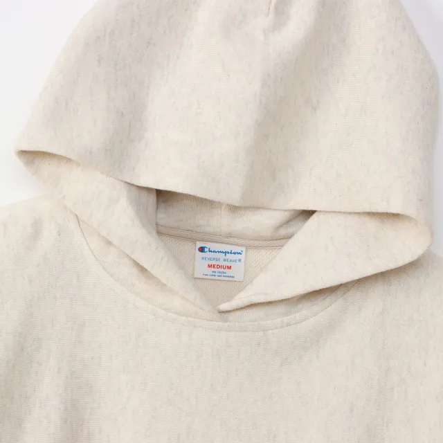 【Champion】官方直營-跳色刺繡LOGO連帽上衣-女(淺米色)