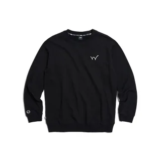 【EDWIN】女裝 經典小W繡厚長袖T恤(黑色)