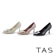 【TAS】奢華水鑽牛皮尖頭美型高跟鞋(粉色)