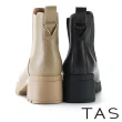【TAS】真皮鋸齒厚底切爾西短靴(淺棕)