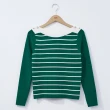 【H2O】配色一字領法式條紋修身毛衣 #3650010(黃/綠/藍色)