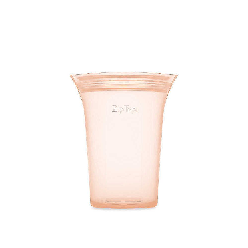 【ZipTop】美國白金矽膠袋-杯型袋L-蜜桃橘(24oz/710ml)