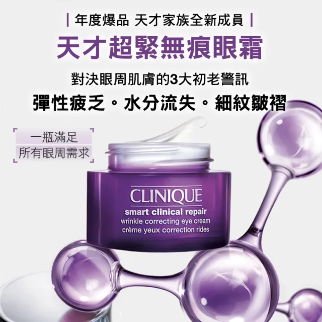 【CLINIQUE 倩碧】天才超緊無痕眼霜15ml(4周擊退眼周紋路 放大明亮雙眼/玻尿酸/胜肽)