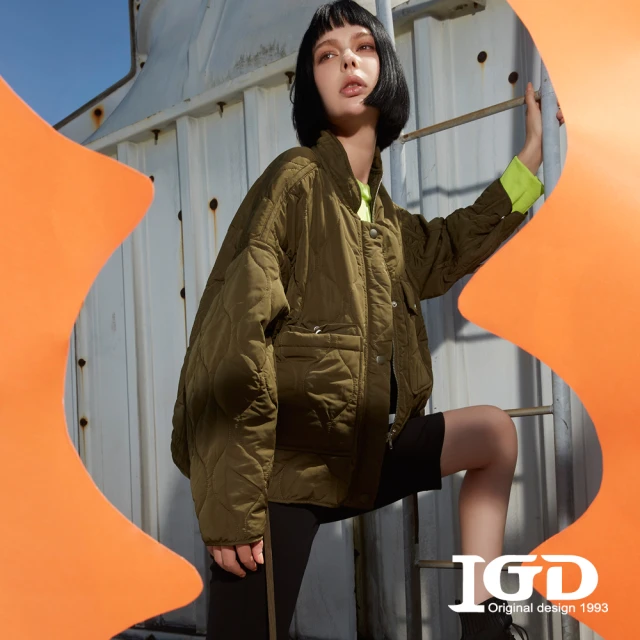 IGD 英格麗 網路獨賣款-立領絎縫夾克(綠色)