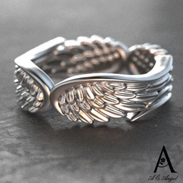 ANGEL 天使之翼翅膀泰銀歐美復古戒指(銀色尺寸可選)折扣
