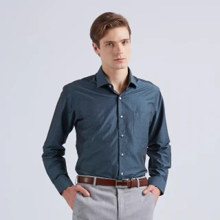 【ROBERTA 諾貝達】台灣製 腰身嚴選 型男風潮 帥氣休閒長袖襯衫(灰綠)