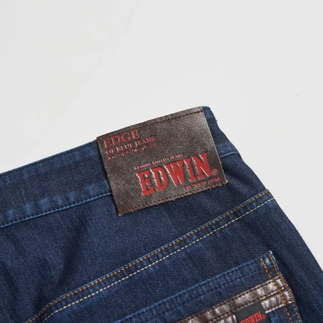 【EDWIN】男裝 EDGE x JERSEYS迦績 皮條窄管直筒牛仔褲(原藍色)
